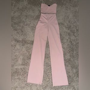 Worn once pretty little thing blush wide leg pants and crop top